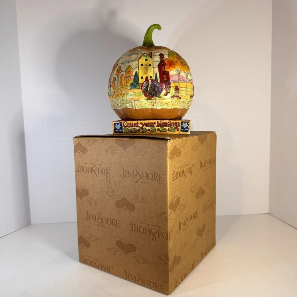 Jim Shore Heartwood Creek Count Your Blessings Pumpkin Autumn Thanksgiving NIB